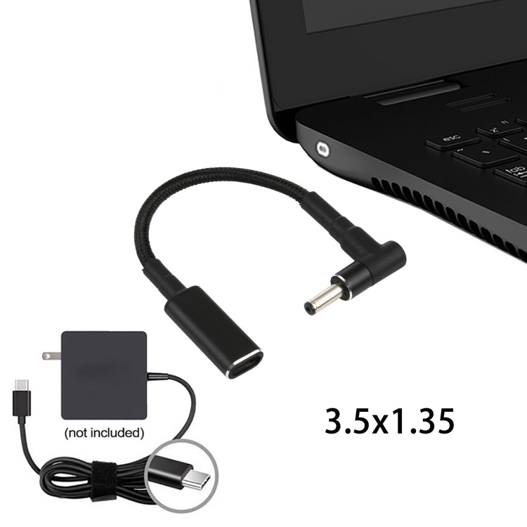 PD 100W 18.5-20V 3.5 x 1.35mm Elbow to USB-C / Type-C Adapter Nylon Braid Cable - HoMEdemic™ 