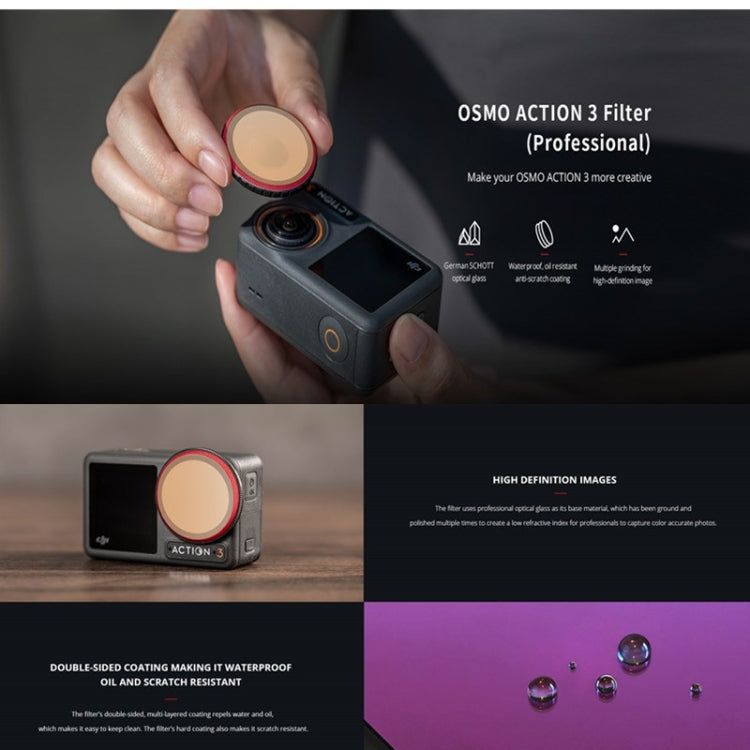 PGYTECH  For DJI OSMO Action 3 Filter Camera Lens Pro Version,Spec: NDPL 8/16/32/64 - HoMEdemic™ 