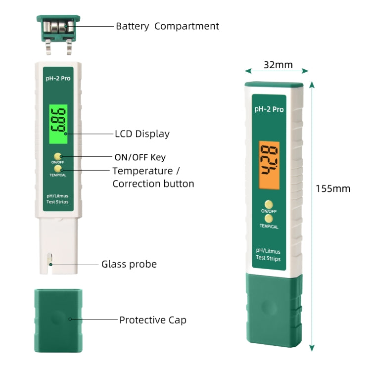 PH-2 Pro Litmus Tester Litmus Test Paper Color Change PH Meter Water Quality Meter - HoMEdemic™ 