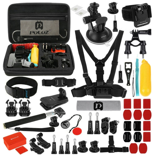 PULUZ 53 in 1 Accessories Total Ultimate Combo Kits with EVA Case (Chest Strap + Suction Cup Mount + 3-Way Pivot Arms + J-Hook Buckle + Wrist Strap + Helmet Strap + Extendable Monopod + Surface Mounts ...  for GoPro, Insta360, DJI and Other Action Cameras - HoMEdemic™ 