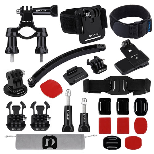 PULUZ 24 in 1 Bike Mount Accessories Combo Kits (Wrist Strap + Helmet Strap + Extension Arm + Quick Release Buckles + Surface Mounts + Adhesive Stickers + Tripod Adapter + Storage Bag + Handlebar Moun ...  for GoPro, Insta360, DJI and Other Action Cameras - HoMEdemic™ 