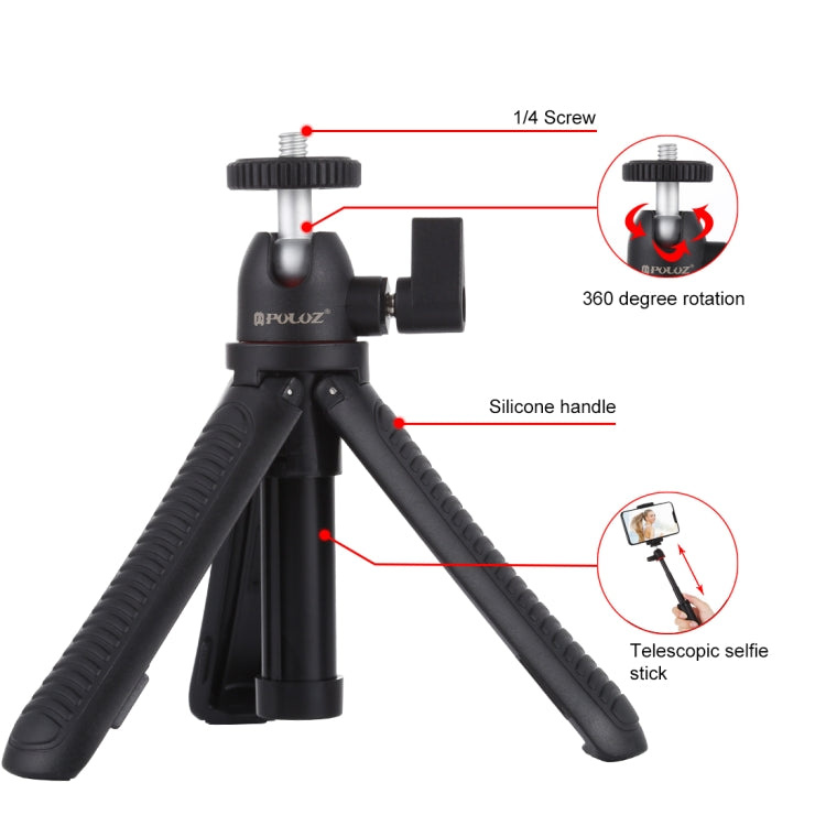PULUZ Selfie Sticks Tripod Mount + Phone Clamp with Tripod Adapter & Long Screw(Black) - HoMEdemic™ 