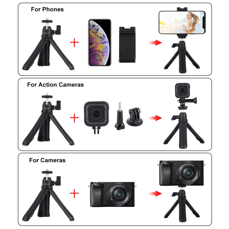 PULUZ Selfie Sticks Tripod Mount + Phone Clamp with Tripod Adapter & Long Screw(Black) - HoMEdemic™ 