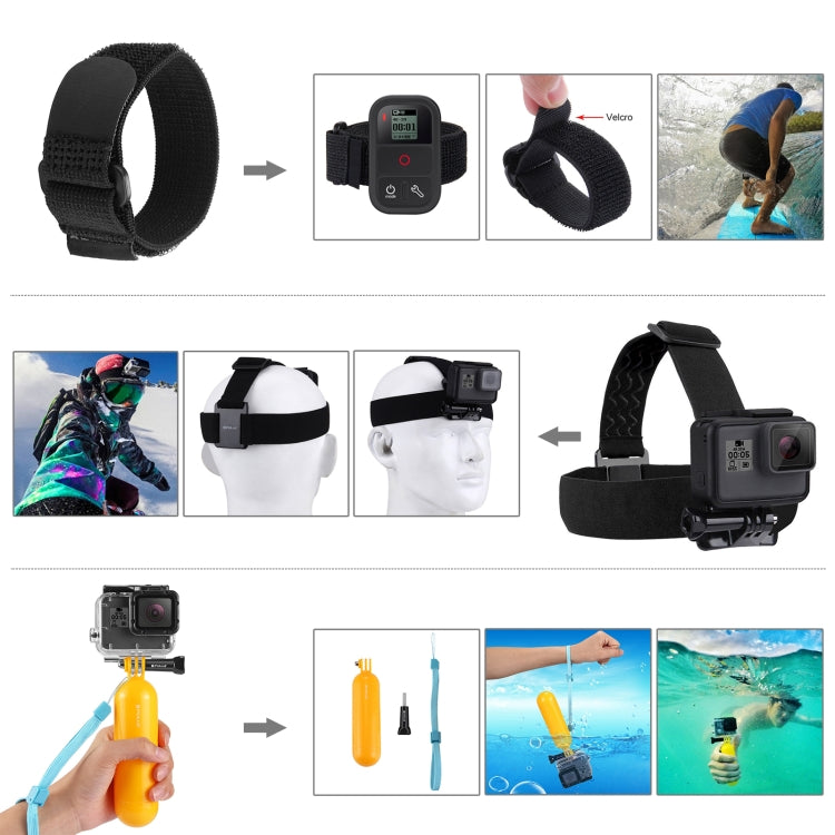 PULUZ 50 in 1 Accessories Total Ultimate Combo Kits with EVA Case (Chest Strap + Suction Cup Mount + 3-Way Pivot Arms + J-Hook Buckle + Wrist Strap + Helmet Strap + Extendable Monopod + Surface Mounts ...  for GoPro, Insta360, DJI and Other Action Cameras - HoMEdemic™ 
