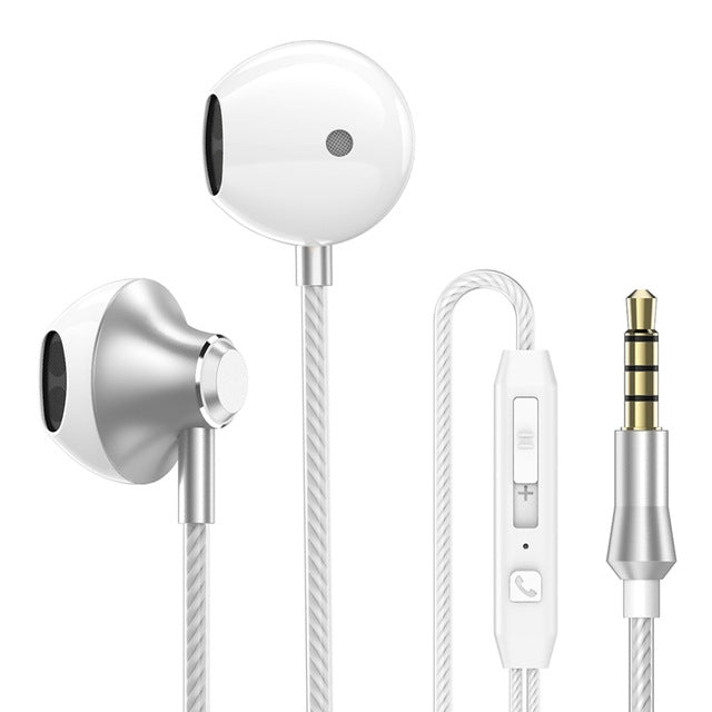 PTM D31 Hands Free Call Stereo Bass Earphones with Mic for Samsung / Xiaomi Phones(Silver) - HoMEdemic™ 