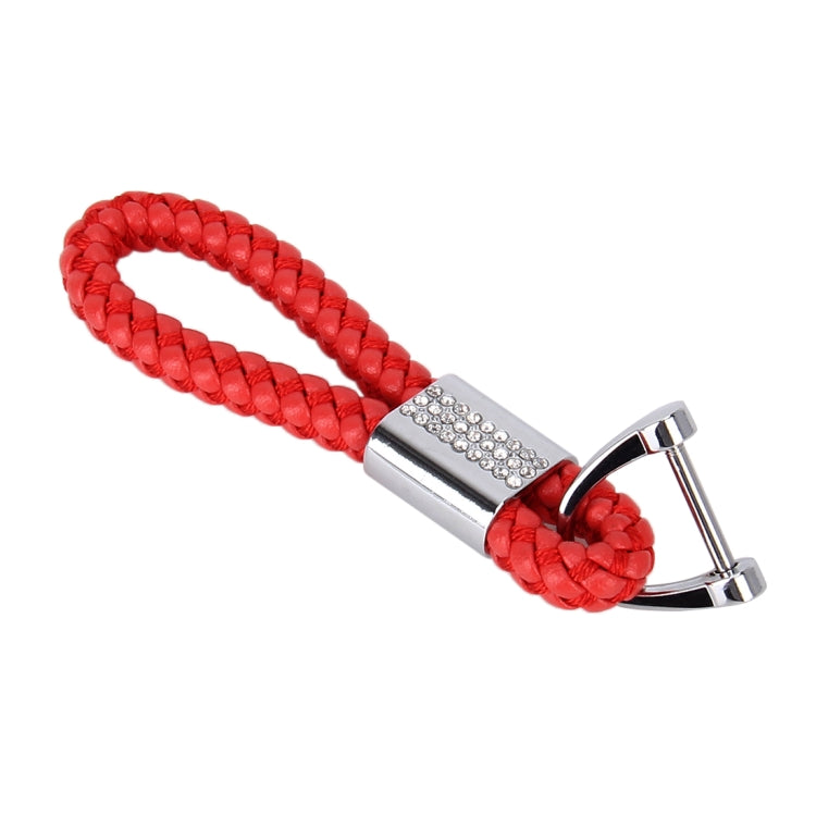 PU Leather Braided Strap Crystal Inlaid Keychain Keyring, Random Color Delivery, Crystal Inlaid - HoMEdemic™ 