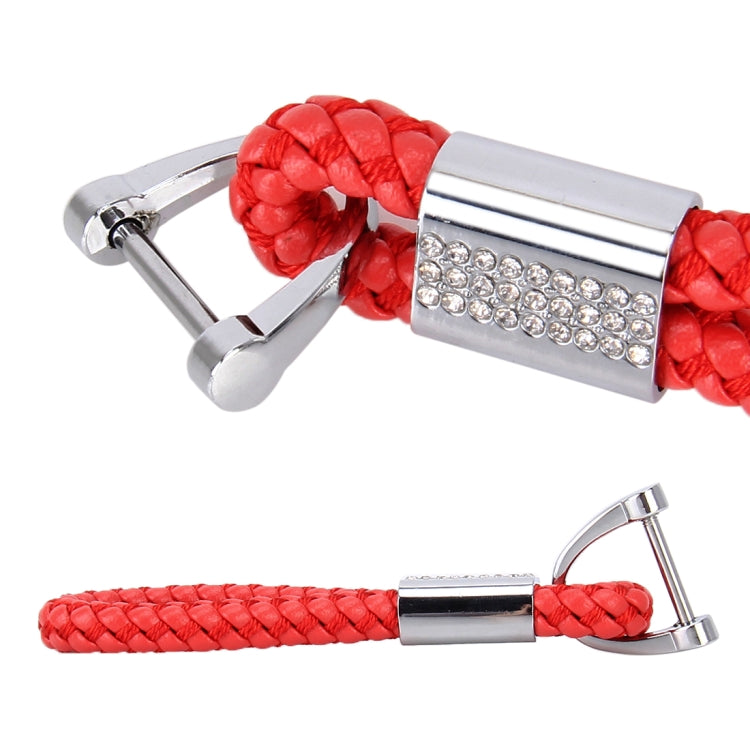 PU Leather Braided Strap Crystal Inlaid Keychain Keyring, Random Color Delivery, Crystal Inlaid - HoMEdemic™ 