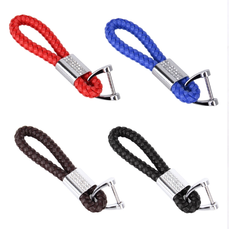 PU Leather Braided Strap Crystal Inlaid Keychain Keyring, Random Color Delivery, Crystal Inlaid - HoMEdemic™ 