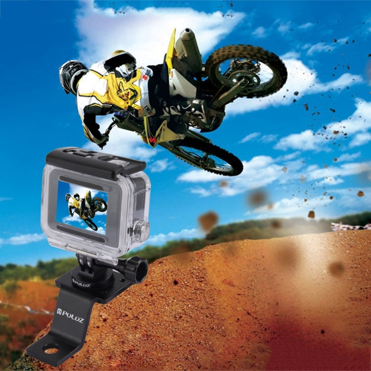 PULUZ Aluminum Alloy Motorcycle Fixed Holder Mount with Tripod Adapter & Screw for GoPro, Insta360, DJI and Other Action Cameras(Black) - HoMEdemic™ 