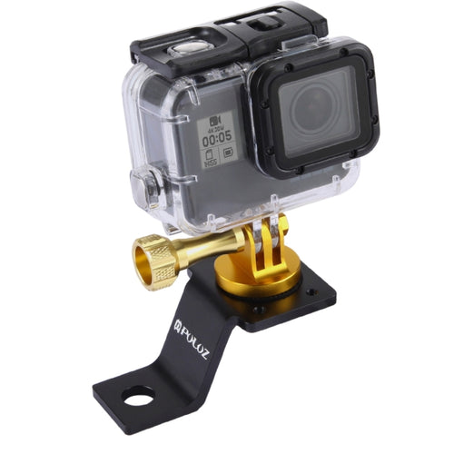 PULUZ Aluminum Alloy Motorcycle Fixed Holder Mount with Tripod Adapter & Screw for GoPro, Insta360, DJI and Other Action Cameras(Gold) - HoMEdemic™ 