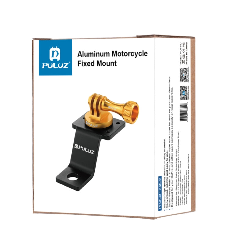PULUZ Aluminum Alloy Motorcycle Fixed Holder Mount with Tripod Adapter & Screw for GoPro, Insta360, DJI and Other Action Cameras(Gold) - HoMEdemic™ 