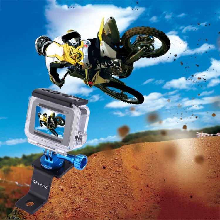 PULUZ Aluminum Alloy Motorcycle Fixed Holder Mount with Tripod Adapter & Screw for GoPro, Insta360, DJI and Other Action Cameras(Blue) - HoMEdemic™ 