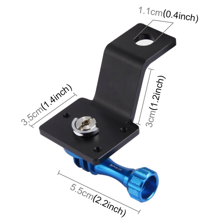 PULUZ Aluminum Alloy Motorcycle Fixed Holder Mount with Tripod Adapter & Screw for GoPro, Insta360, DJI and Other Action Cameras(Blue) - HoMEdemic™ 