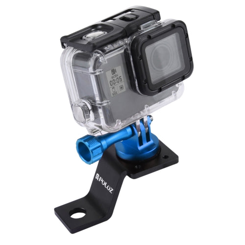 PULUZ Aluminum Alloy Motorcycle Fixed Holder Mount with Tripod Adapter & Screw for GoPro, Insta360, DJI and Other Action Cameras(Blue) - HoMEdemic™ 