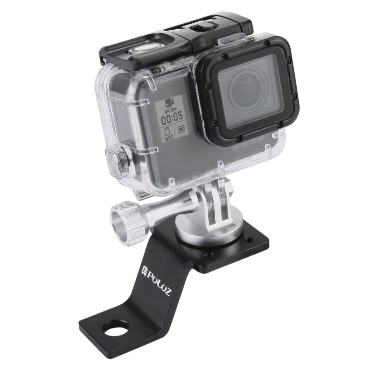 PULUZ Aluminum Alloy Motorcycle Fixed Holder Mount with Tripod Adapter & Screw for GoPro, Insta360, DJI and Other Action Cameras(Silver) - HoMEdemic™ 