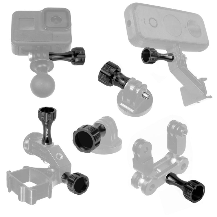 PULUZ CNC Aluminum Thumb Knob Stainless Bolt Nut Screw Set for GoPro Hero12 Black / Hero11 /10 /9 /8 /7 /6 /5, Insta360 Ace / Ace Pro, DJI Osmo Action 4 and Other Action Cameras(Black) - HoMEdemic™ 