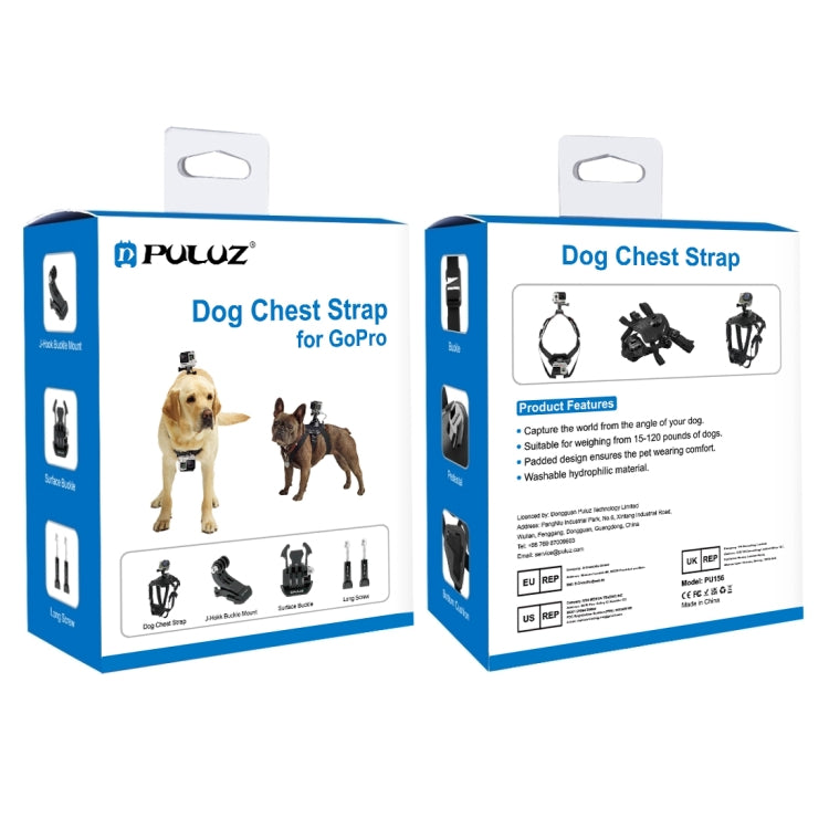 PULUZ Hound Dog Fetch Harness Adjustable Chest Strap Mount for GoPro, Insta360, DJI and Other Action Cameras(Black) - HoMEdemic™ 