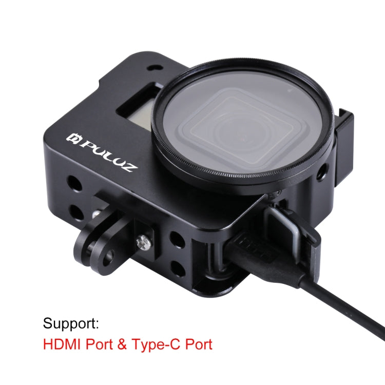 PULUZ Housing Shell CNC Aluminum Alloy Protective Cage with 52mm UV Lens for GoPro HERO(2018) /7 Black /6 /5(Black) - HoMEdemic™ 