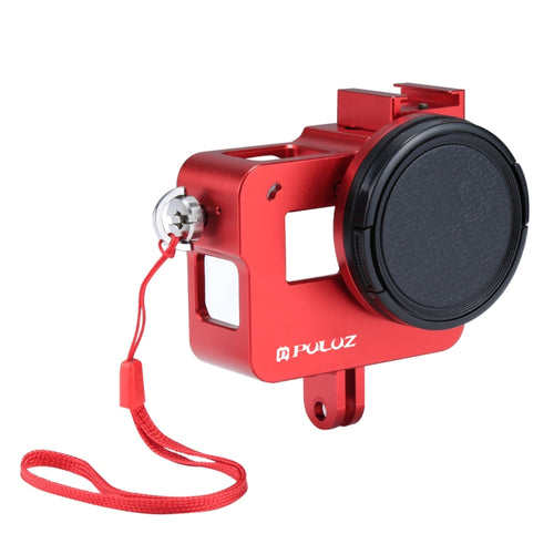 PULUZ Housing Shell CNC Aluminum Alloy Protective Cage with 52mm UV Lens for GoPro HERO(2018) /7 Black /6 /5(Red) - HoMEdemic™ 