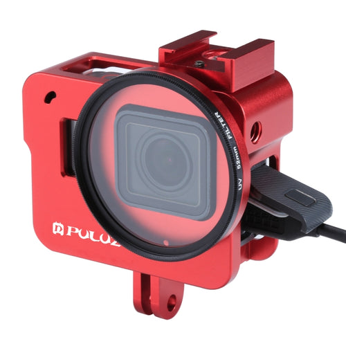 PULUZ Housing Shell CNC Aluminum Alloy Protective Cage with 52mm UV Lens for GoPro HERO(2018) /7 Black /6 /5(Red) - HoMEdemic™ 