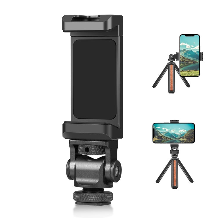 PULUZ Tripod Head Cold Shoes Aluminum Alloy Phone Clamp Holder Bracket (Black) - HoMEdemic™ 