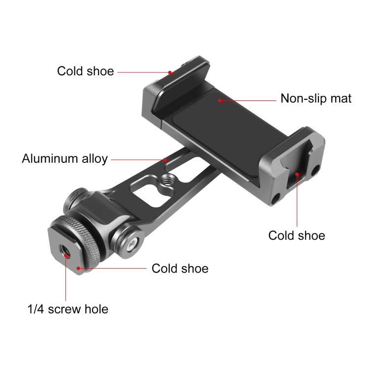 PULUZ Z-axis 360 Rotation Cold Shoes Aluminum Alloy Phone Clamp Holder Bracket (Black) - HoMEdemic™ 