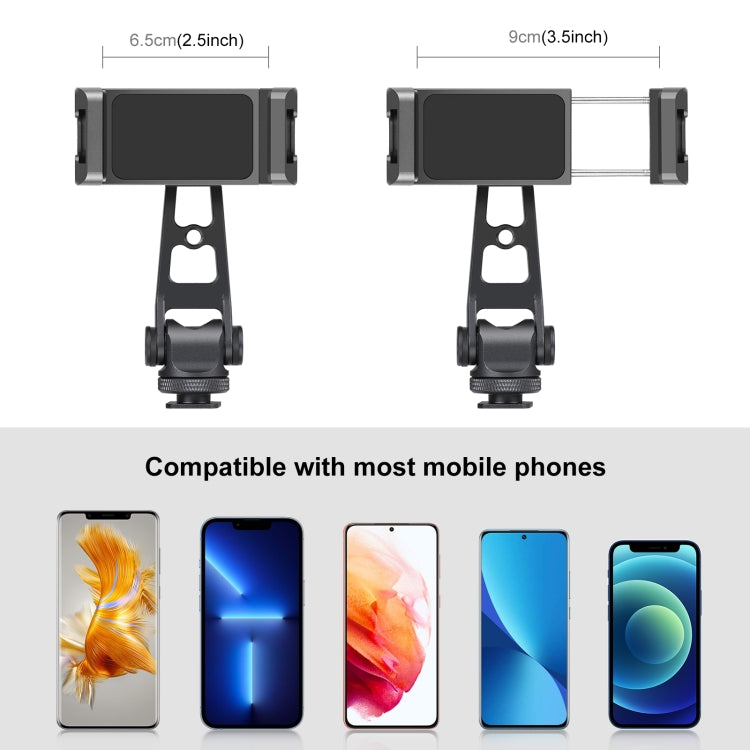 PULUZ Z-axis 360 Rotation Cold Shoes Aluminum Alloy Phone Clamp Holder Bracket (Black) - HoMEdemic™ 