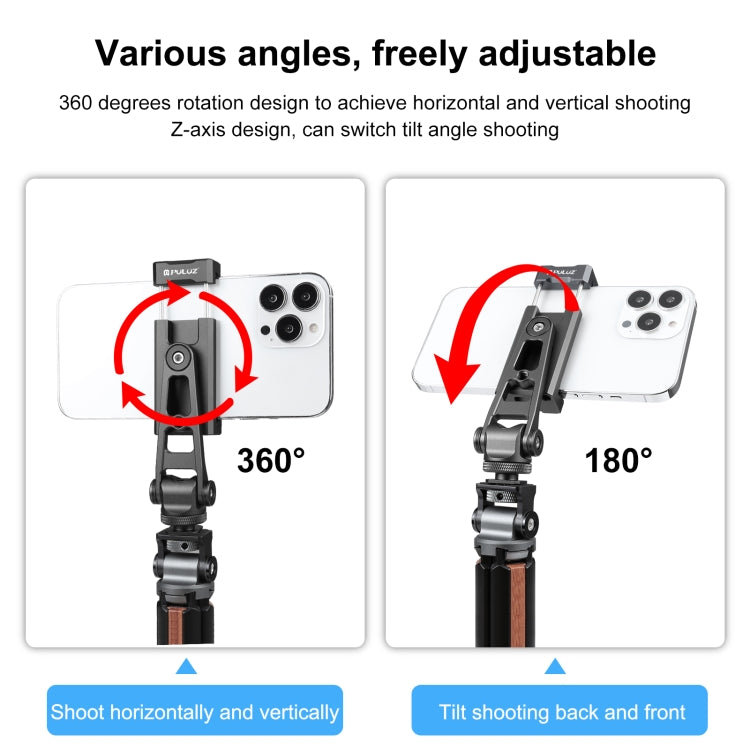 PULUZ Z-axis 360 Rotation Cold Shoes Aluminum Alloy Phone Clamp Holder Bracket (Black) - HoMEdemic™ 