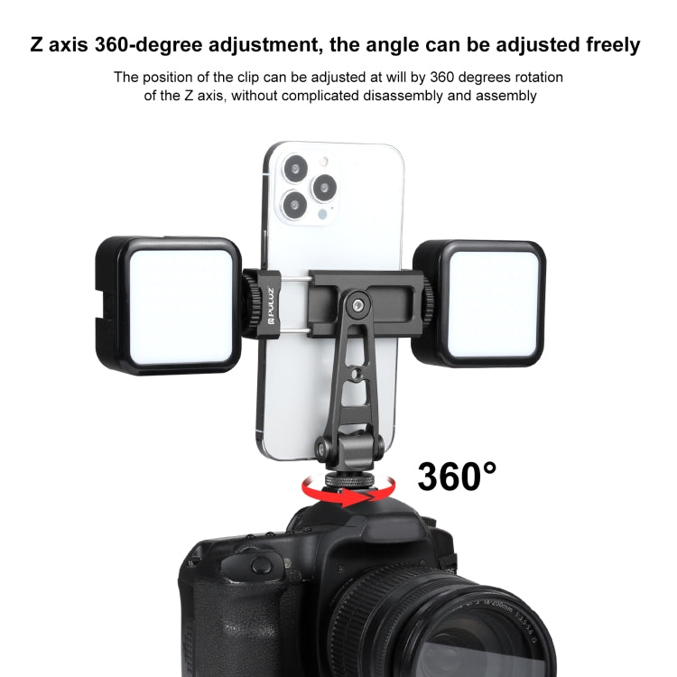 PULUZ Z-axis 360 Rotation Cold Shoes Aluminum Alloy Phone Clamp Holder Bracket (Black) - HoMEdemic™ 