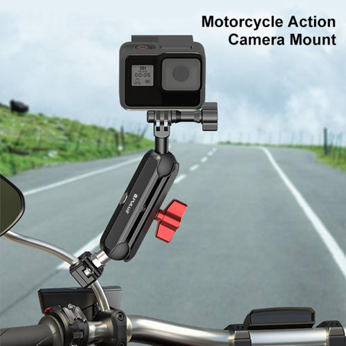 PULUZ Motorcycle Rearview Small Clamp CNC Metal Magic Arm Rod Mount (Black) - HoMEdemic™ 