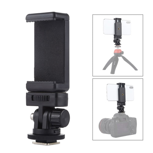 PULUZ 1/4 inch Screw Thread Cold Shoe Tripod Mount Adapter with Phone Clamp - HoMEdemic™ 