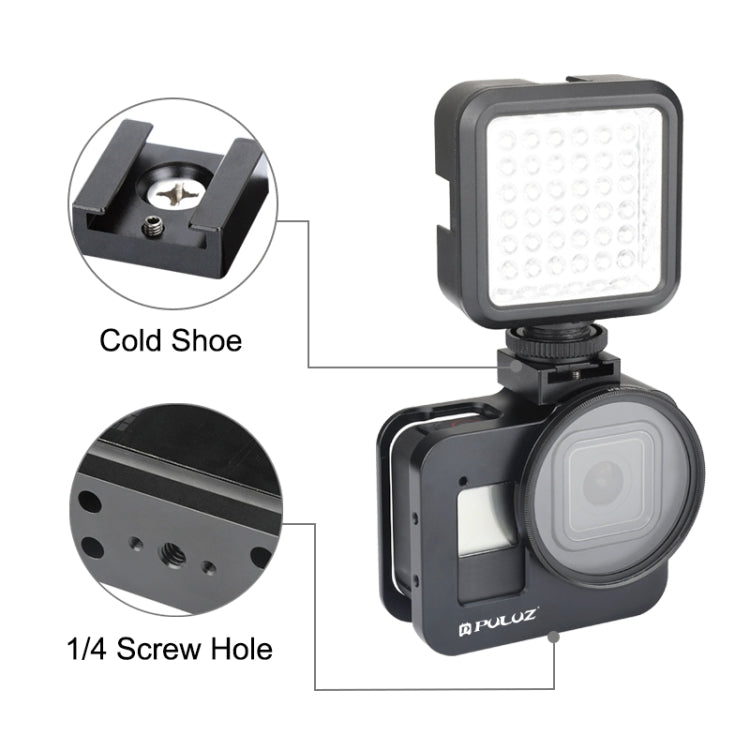 PULUZ Housing Shell CNC Aluminum Alloy Protective Cage with 52mm UV Lens for GoPro HERO8 Black(Black) - HoMEdemic™ 