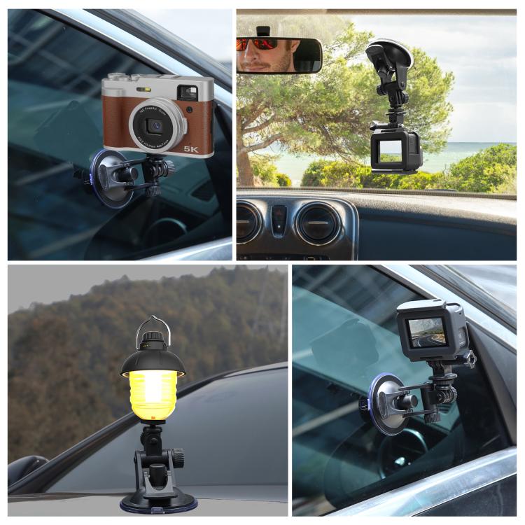 PULUZ Car Suction Cup Mount with Screw & Tripod Mount Adapter & Storage Bag for GoPro, Insta360, DJI and Other Action Cameras - HoMEdemic™ 
