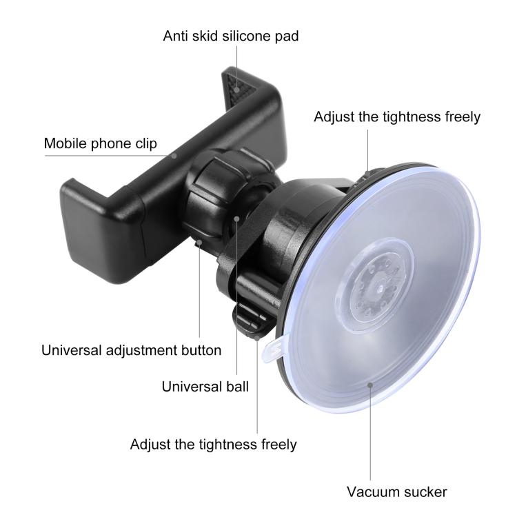 PULUZ 360 Degree Rotating Suction Cup Clamp Holder Bracket For iPhone, Galaxy, Huawei, Xiaomi, Sony, HTC, Google and other Smartphones (Black) - HoMEdemic™ 