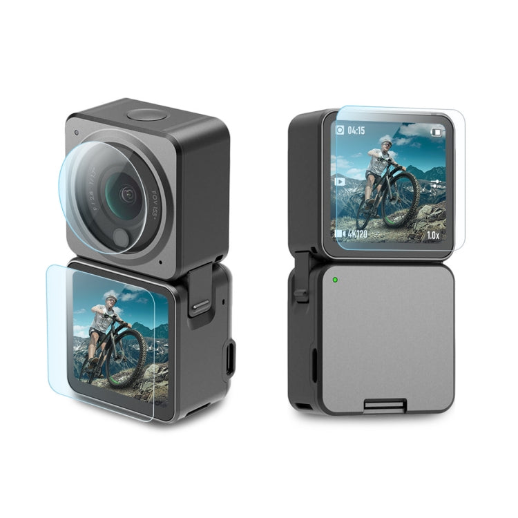 PULUZ 3 in 1 Lens + Front and Back LCD Display 9H 2.5D Tempered Glass Film for DJI Action 2 - HoMEdemic™ 