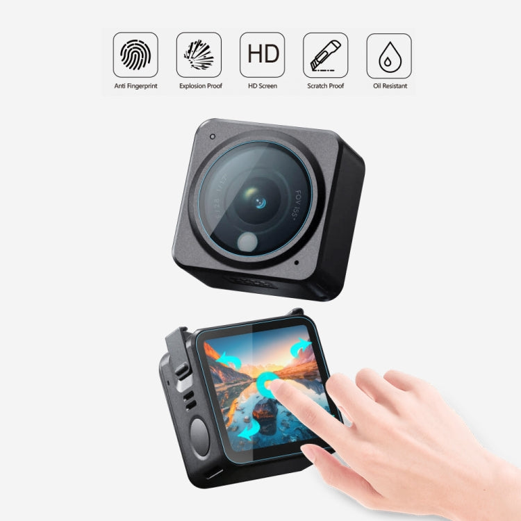 PULUZ 3 in 1 Lens + Front and Back LCD Display 9H 2.5D Tempered Glass Film for DJI Action 2 - HoMEdemic™ 