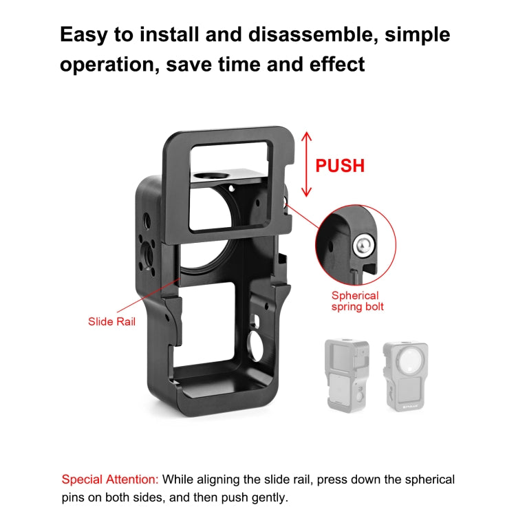 PULUZ CNC Aluminum Alloy Cage for DJI Action 2(Black) - HoMEdemic™ 