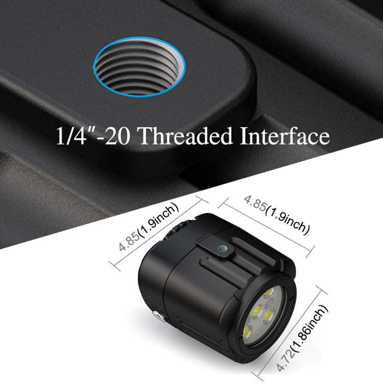 PULUZ 40m Underwater LED Photography Fill Light 1000LM 3.7V/1100mAh Diving Light for GoPro, Insta360, DJI and Other Action Cameras(Black) - HoMEdemic™ 