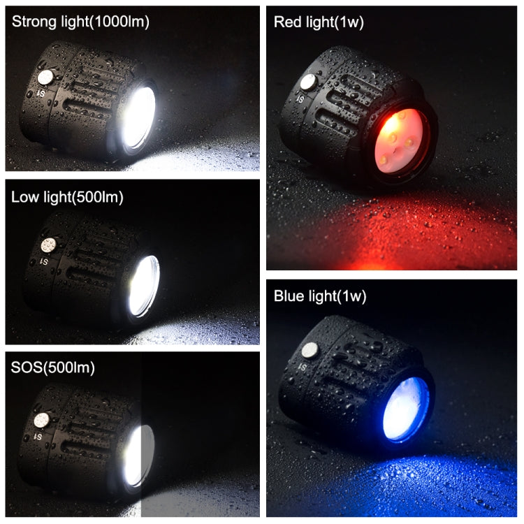 PULUZ 40m Underwater LED Photography Fill Light 1000LM 3.7V/1100mAh Diving Light for GoPro, Insta360, DJI and Other Action Cameras(Black) - HoMEdemic™ 