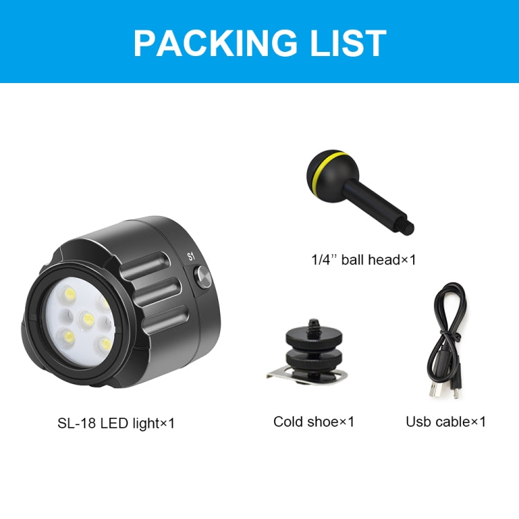PULUZ 40m Underwater LED Photography Fill Light 1000LM 3.7V/1100mAh Diving Light for GoPro, Insta360, DJI and Other Action Cameras(Black) - HoMEdemic™ 