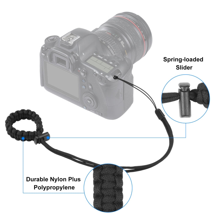 PULUZ Braided Sport Anti-lost Camera Adjustable Wrist Strap (Black) - HoMEdemic™ 