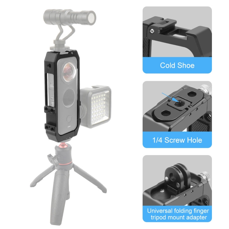 PULUZ Protective Cage Rig Housing Frame with Cold Shoe Mounts & Magnetic Folding Tripod Adapter for Insta360 ONE X2(Black) - HoMEdemic™ 