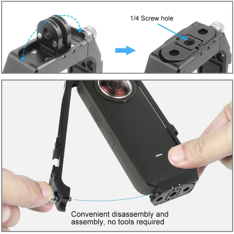 PULUZ Protective Cage Rig Housing Frame with Cold Shoe Mounts & Magnetic Folding Tripod Adapter for Insta360 ONE X2(Black) - HoMEdemic™ 