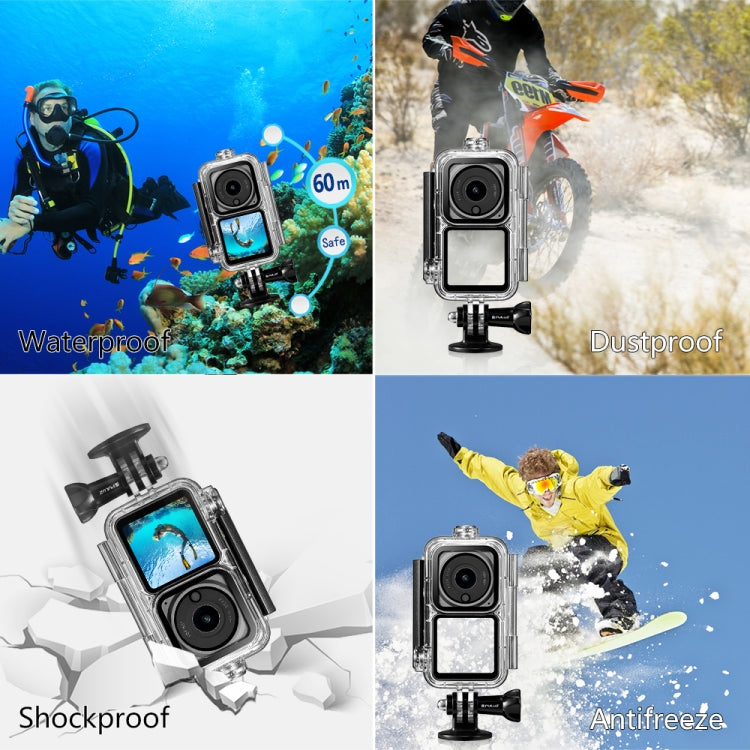 PULUZ 60m Waterproof Housing Diving Case for DJI Action 2 Camera Unit / Action 2 Power Combo / Action 2 Dual-Screen Combo(Transparent) - HoMEdemic™ 