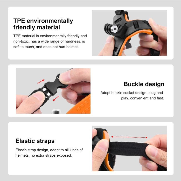 PULUZ Motorcycle Helmet Chin Strap Mount for GoPro, DJI Osmo Action and Other Action Cameras(Orange) - HoMEdemic™ 