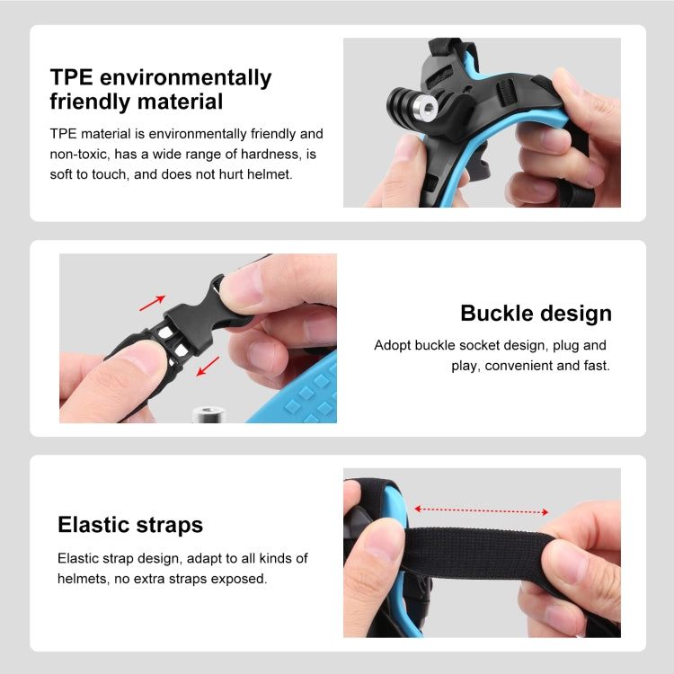 PULUZ Motorcycle Helmet Chin Strap Mount for GoPro, DJI Osmo Action and Other Action Cameras(Blue) - HoMEdemic™ 