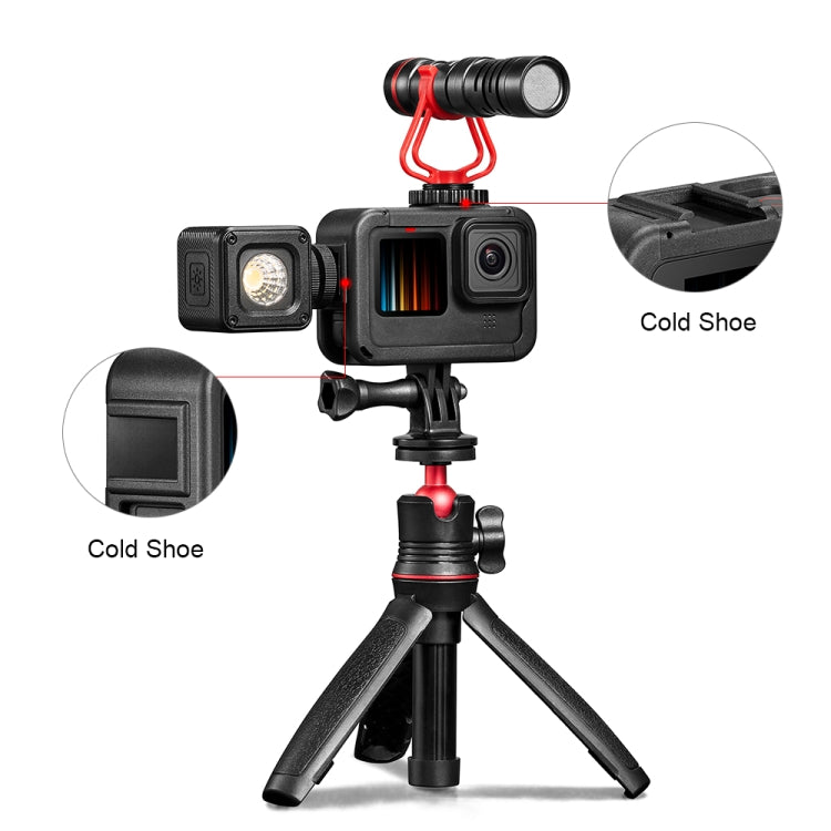PULUZ Chargeable PA Frame Mount Cage with Cold Shoe Base Slot for GoPro HERO13 Black /12 Black /11 Black /11 Black Mini /10 Black /9 BlackBlack) - HoMEdemic™ 