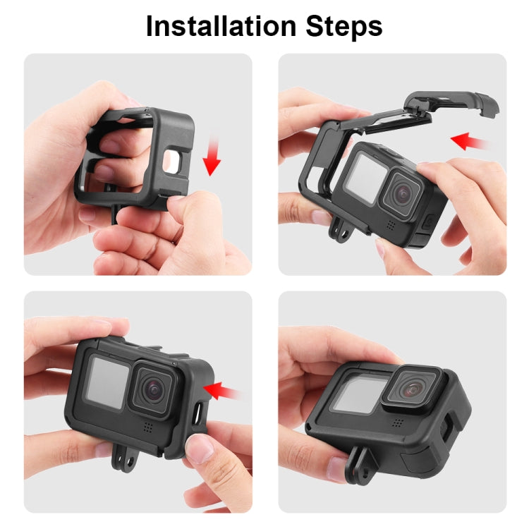 PULUZ Chargeable PA Frame Mount Cage with Cold Shoe Base Slot for GoPro HERO13 Black /12 Black /11 Black /11 Black Mini /10 Black /9 BlackBlack) - HoMEdemic™ 