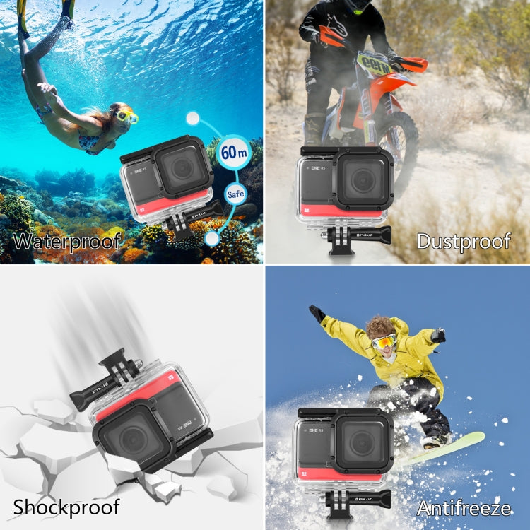 PULUZ 60m Underwater Depth Diving Case Waterproof Camera Housing for Insta360 One RS 4K Edition(Transparent) - HoMEdemic™ 