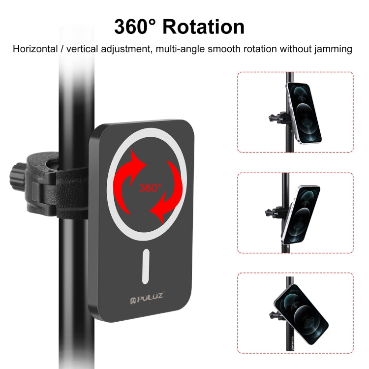 PULUZ 15W Magnetic Qi Wireless Charger Vlogging Phone Clamp Holder(Black) - HoMEdemic™ 